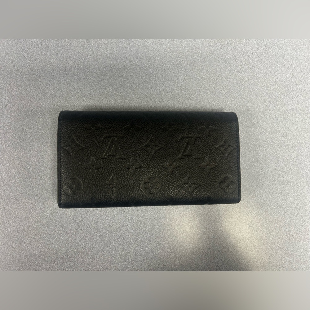 LOUIS VUITTON - BLACK EMILIE Monogram Empreinte Leather WALLET - LIKE NEW! - Picture 2 of 7